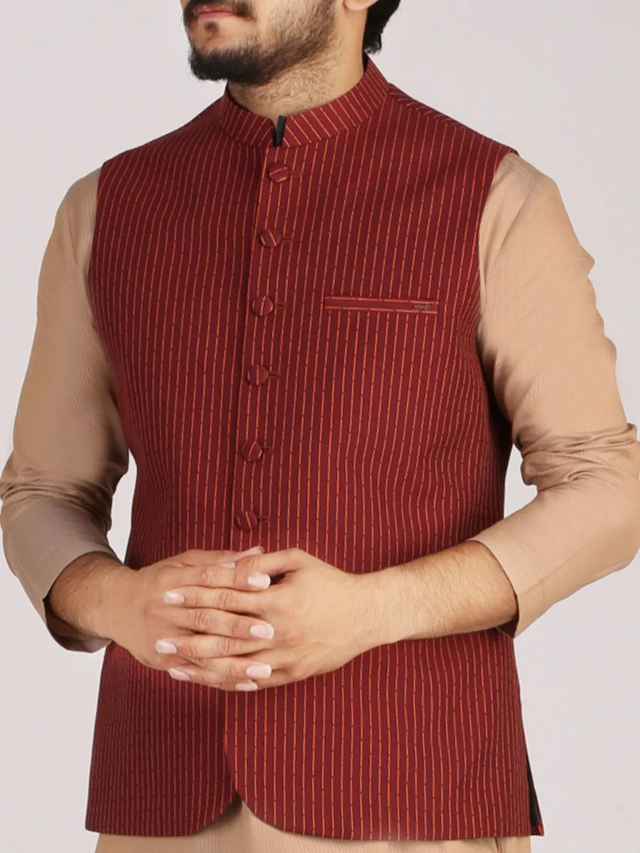 RED COTTON WAISTCOAT | AL-WC-US-330 V-3 2020 - Image 2