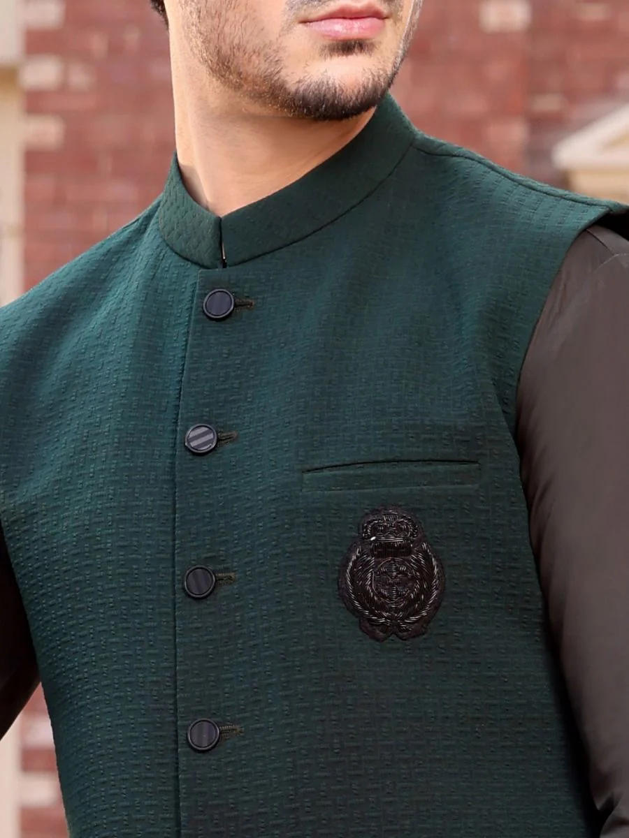 EMERALD GREEN COTTON WAISTCOAT | AL-WC-US-345 V-2 2021