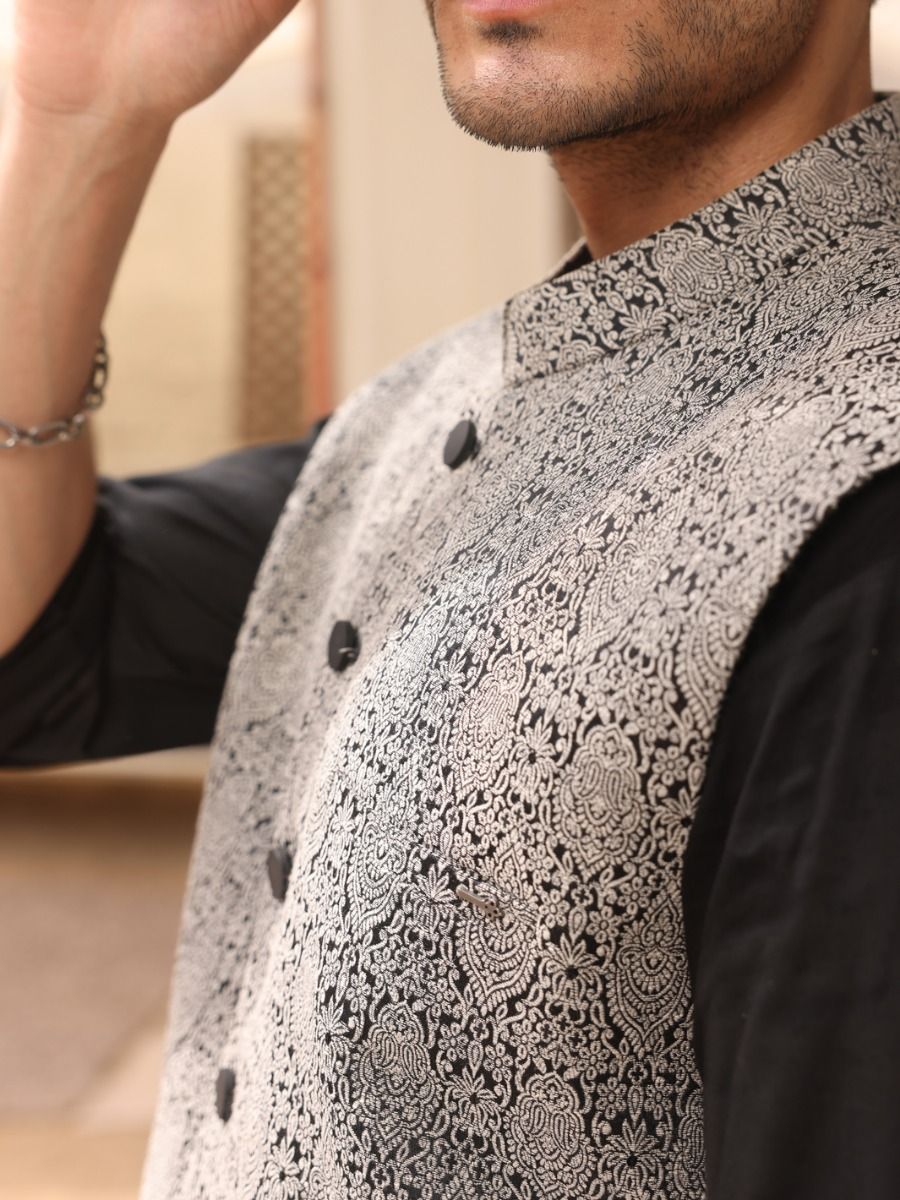 BLACK-WHT STP BLENDED WAISTCOAT | AL-WC-US-351/AM-933A - Image 3