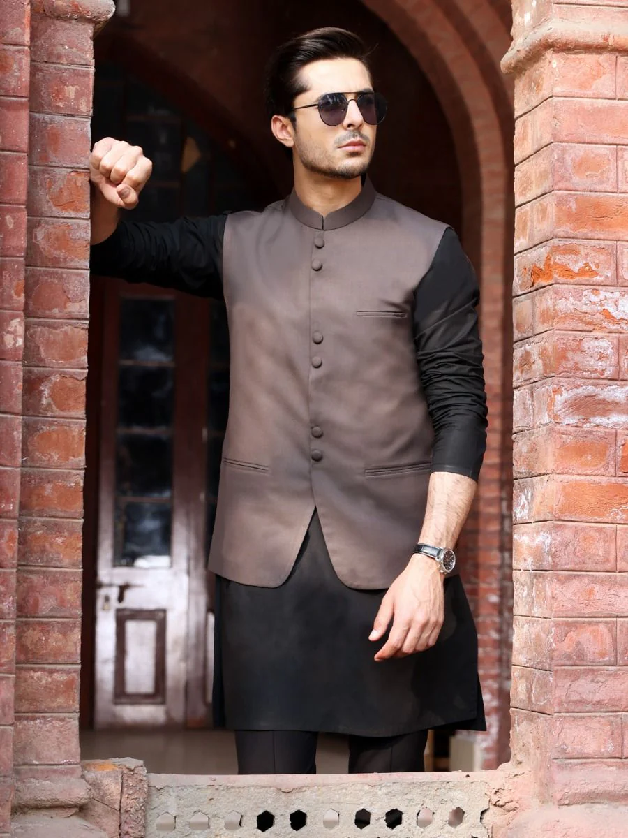 DARK BROWN VISCOSE WAISTCOAT | AL-WC-US-358 V-2 2021