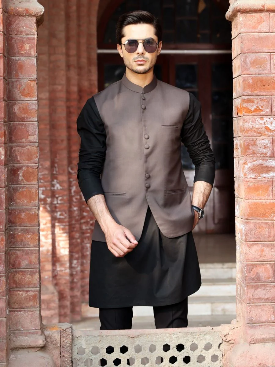 DARK BROWN VISCOSE WAISTCOAT | AL-WC-US-358 V-2 2021 - Image 3