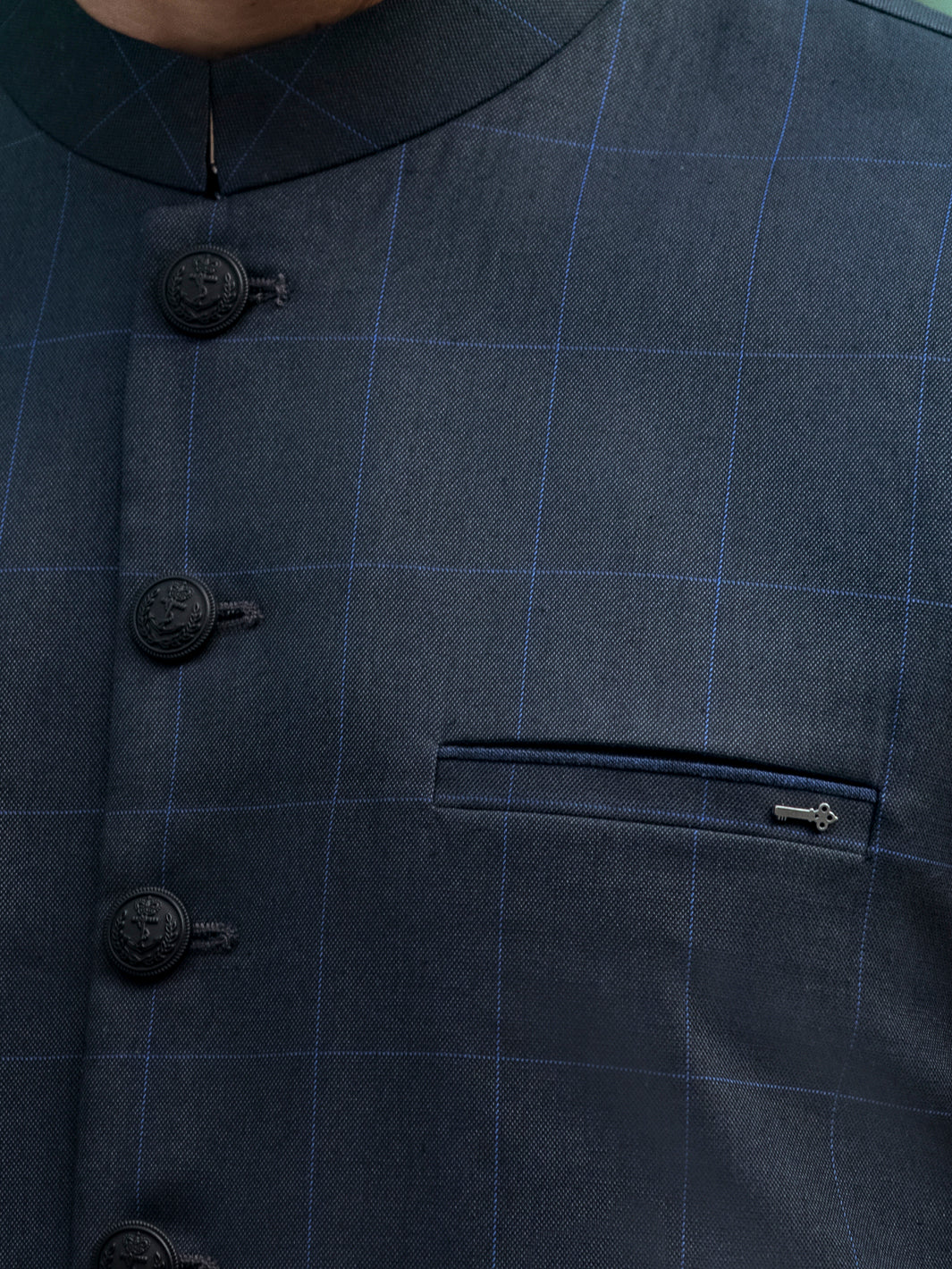 BLUE VISCOSE WAISTCOAT | AL-WC-US-360/AM-940C - Image 4
