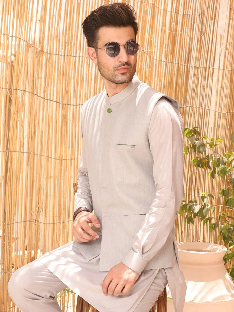 LIME GREEN VISCOSE WAISTCOAT | AL-WC-US-362/AM-939B - Image 2