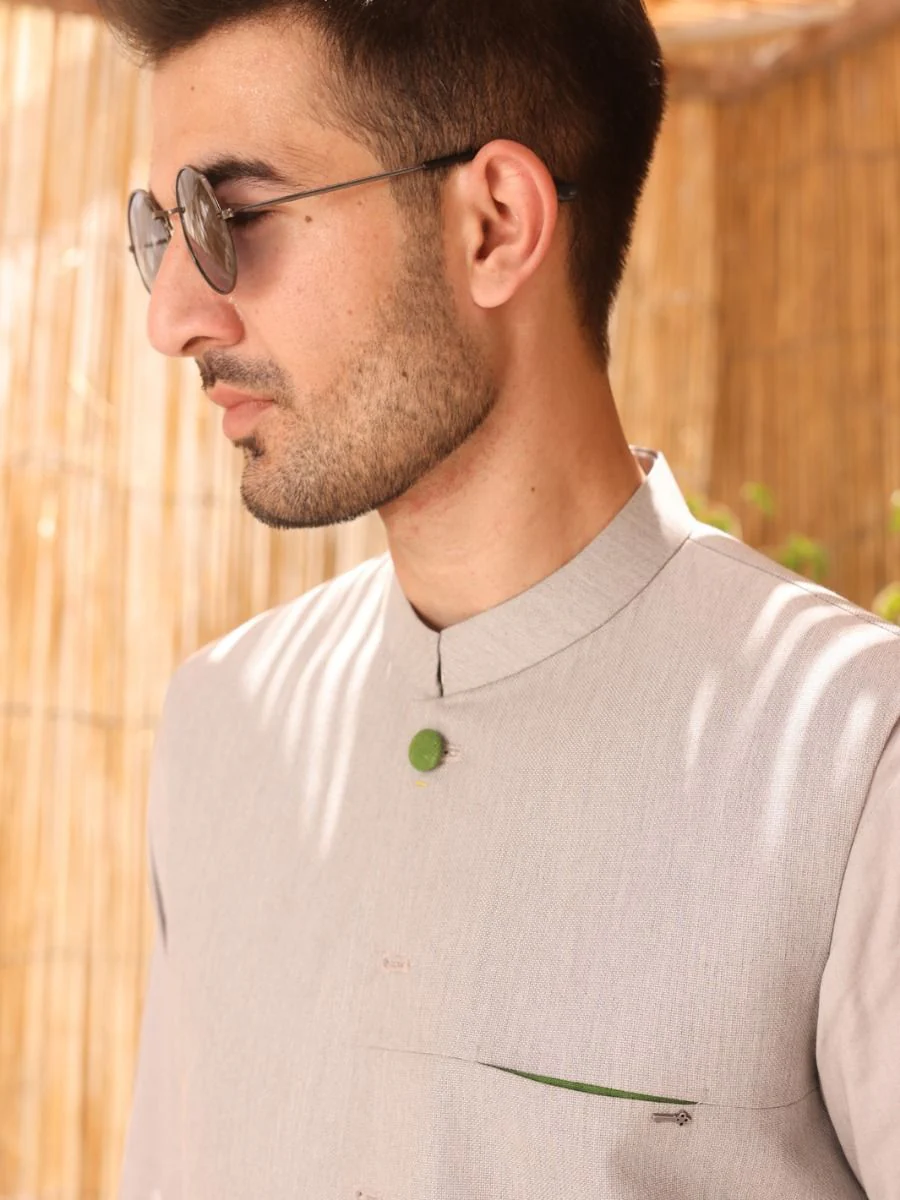 LIME GREEN VISCOSE WAISTCOAT | AL-WC-US-362/AM-939B - Image 3