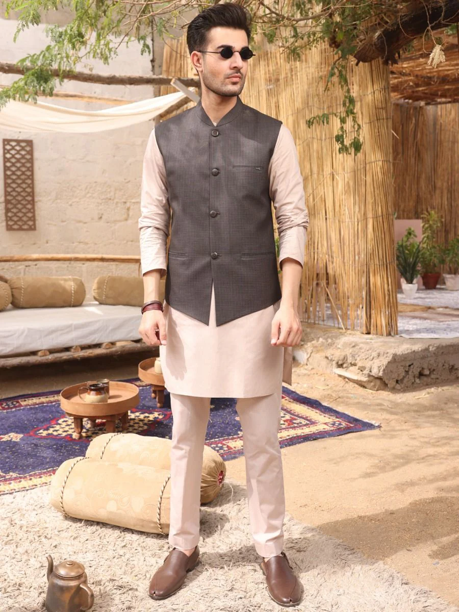 D GREY VISCOSE WAISTCOAT | AL-WC-US-369/AM-980B - Image 2