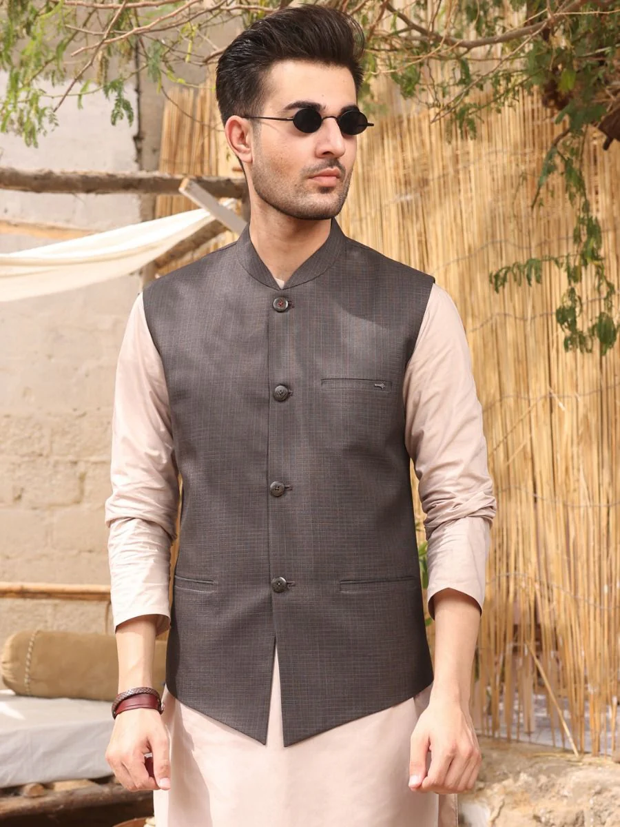 D GREY VISCOSE WAISTCOAT | AL-WC-US-369/AM-980B - Image 3