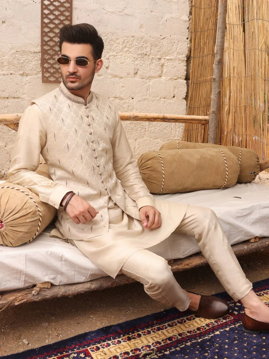 CREAM COTTON WAISTCOAT | AL-WC-US-373/AM-965A - Image 2