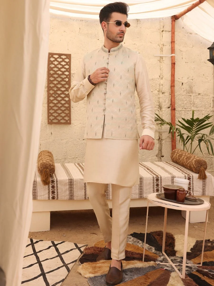 CREAM COTTON WAISTCOAT | AL-WC-US-374/AM-965B - Image 2