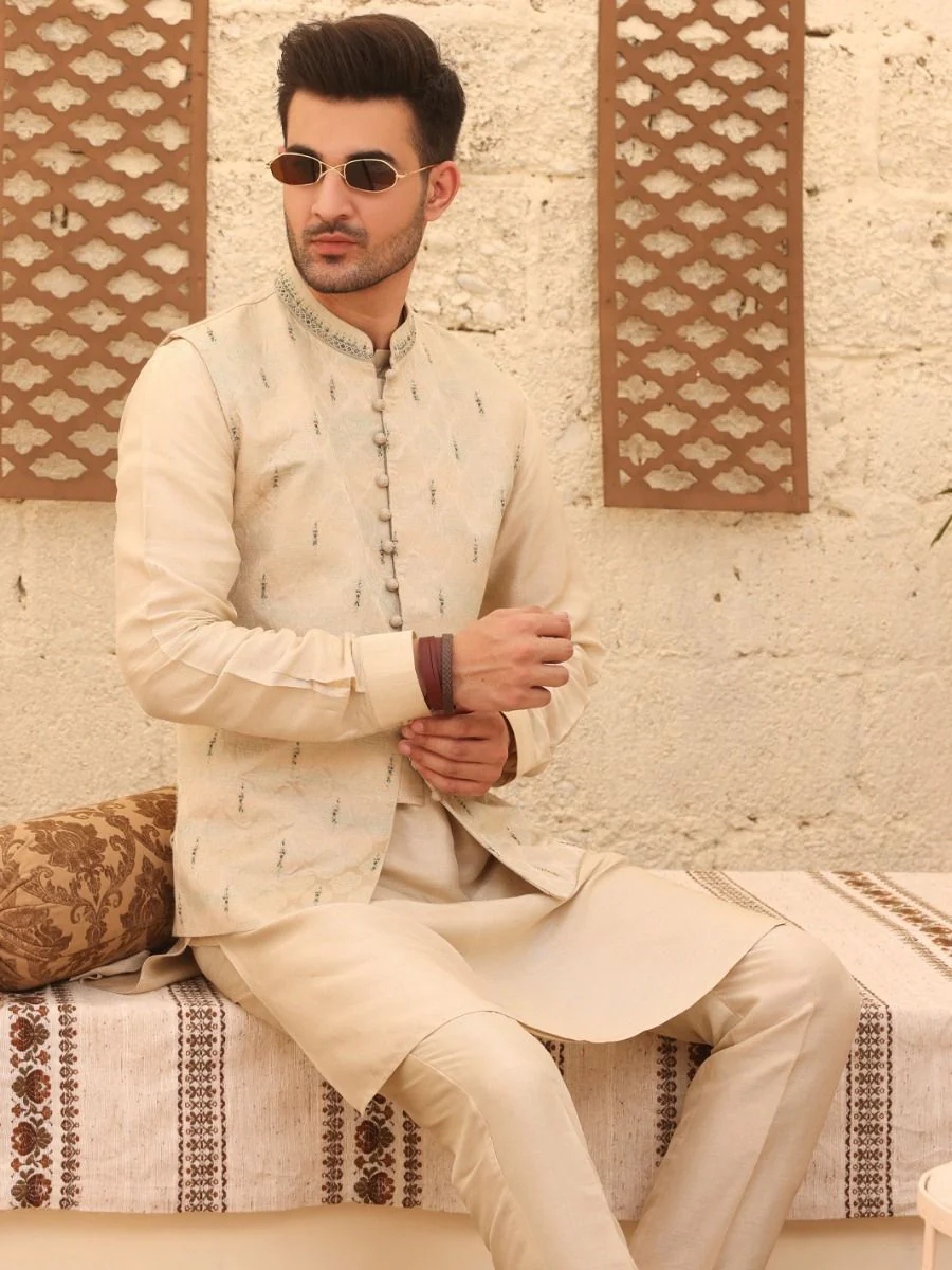 CREAM COTTON WAISTCOAT | AL-WC-US-374/AM-965B - Image 4