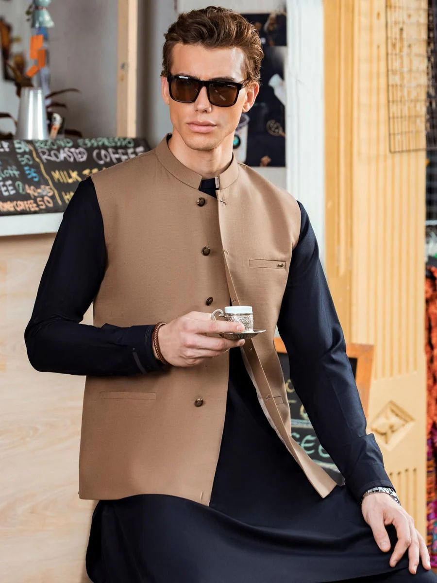 OLIVE GREEN VISCOSE WAISTCOAT | AL-WC-US-375/AM-906A - Image 3