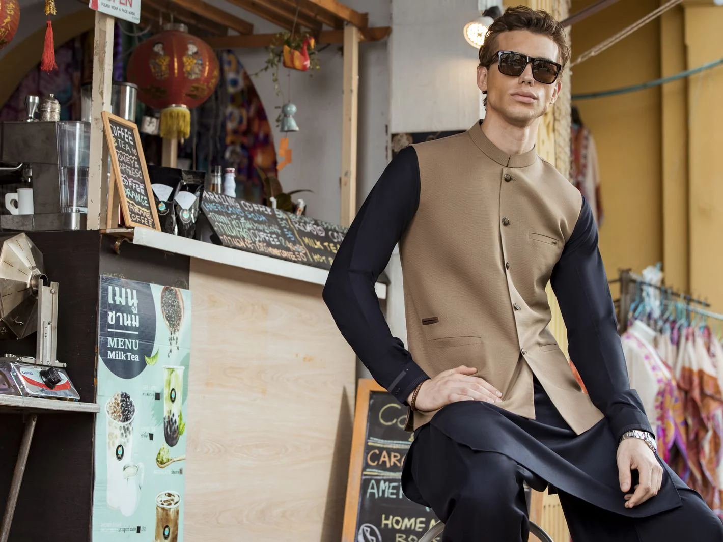 OLIVE GREEN VISCOSE WAISTCOAT | AL-WC-US-375/AM-906A - Image 4