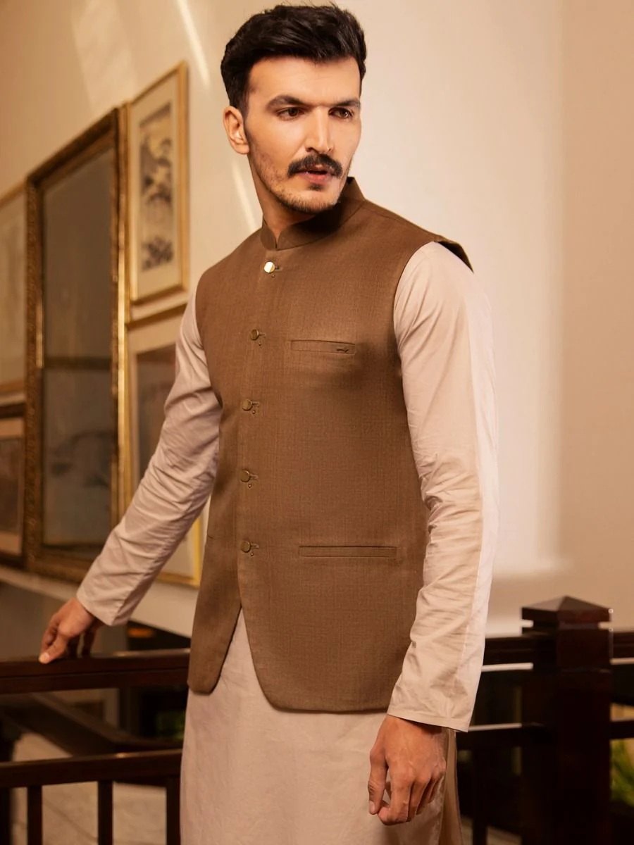 BROWN TERRY WAISTCOAT | AL-WC-US-379/AM-979C - Image 3
