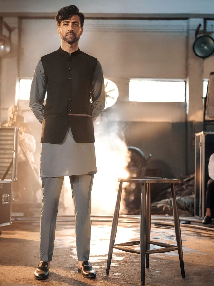 BLACK TERRY WAISTCOAT | AL-WC-US-381/AM-979G - Image 2