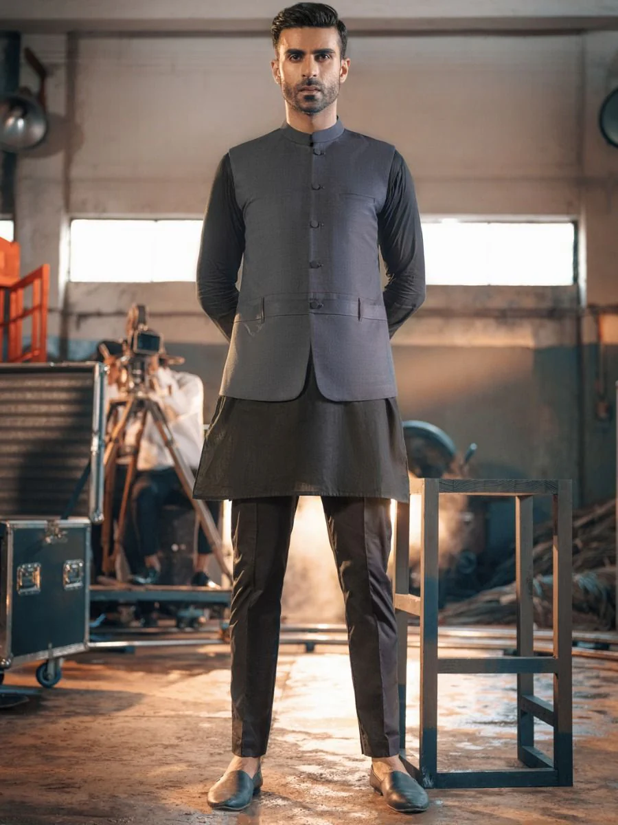 CHARCOAL GREY TERRY WAISTCOAT | AL-WC-US-382/AM-979F - Image 2