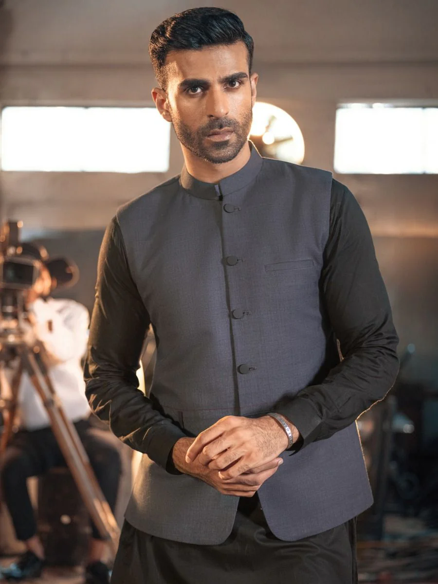 CHARCOAL GREY TERRY WAISTCOAT | AL-WC-US-382/AM-979F - Image 3