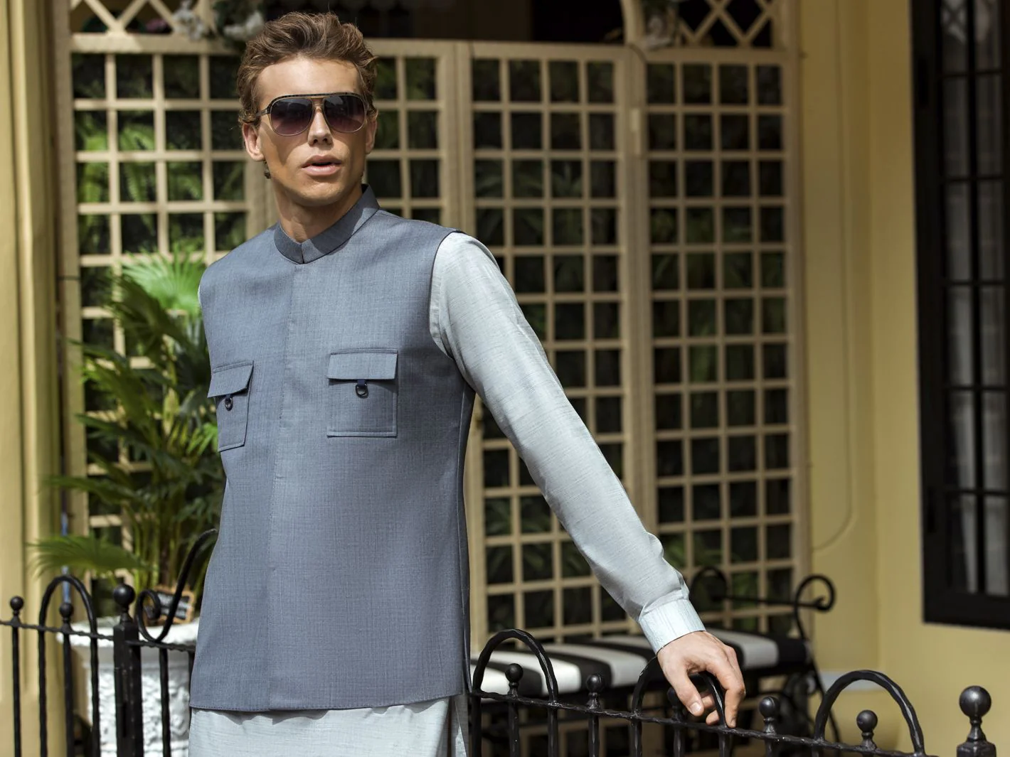 GREY TAFLON RAYON WAISTCOAT | AL-WC-US-387/AM-979A - Image 3