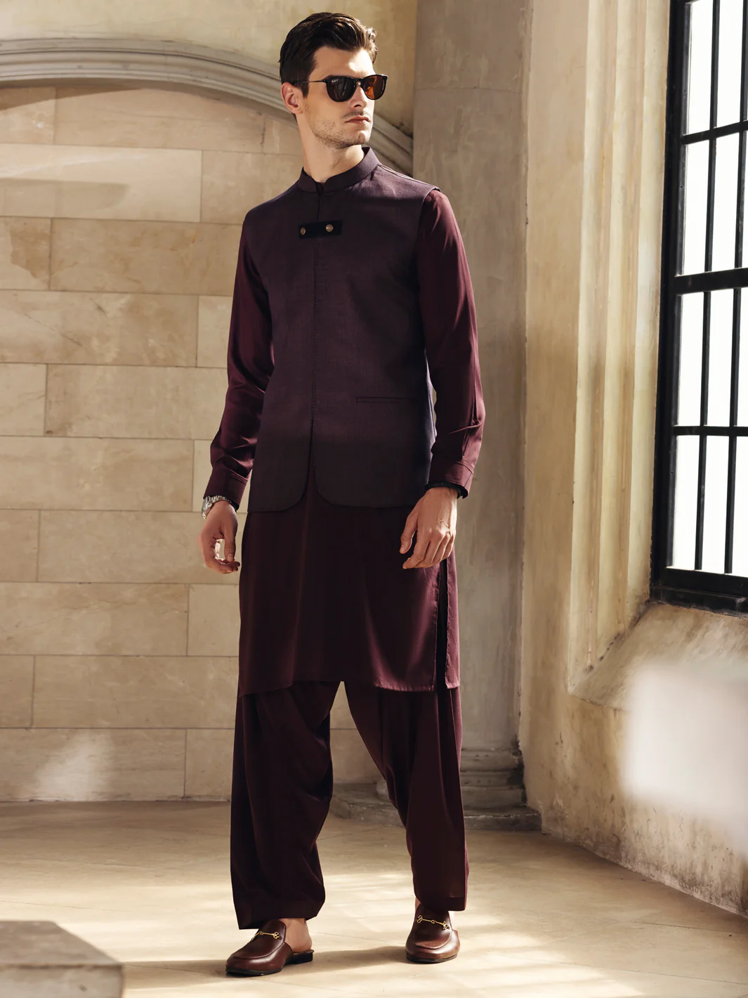 DARK PURPLE TROPICAL WAISTCOAT | AL-WC-US-388/AM-979D - Image 2