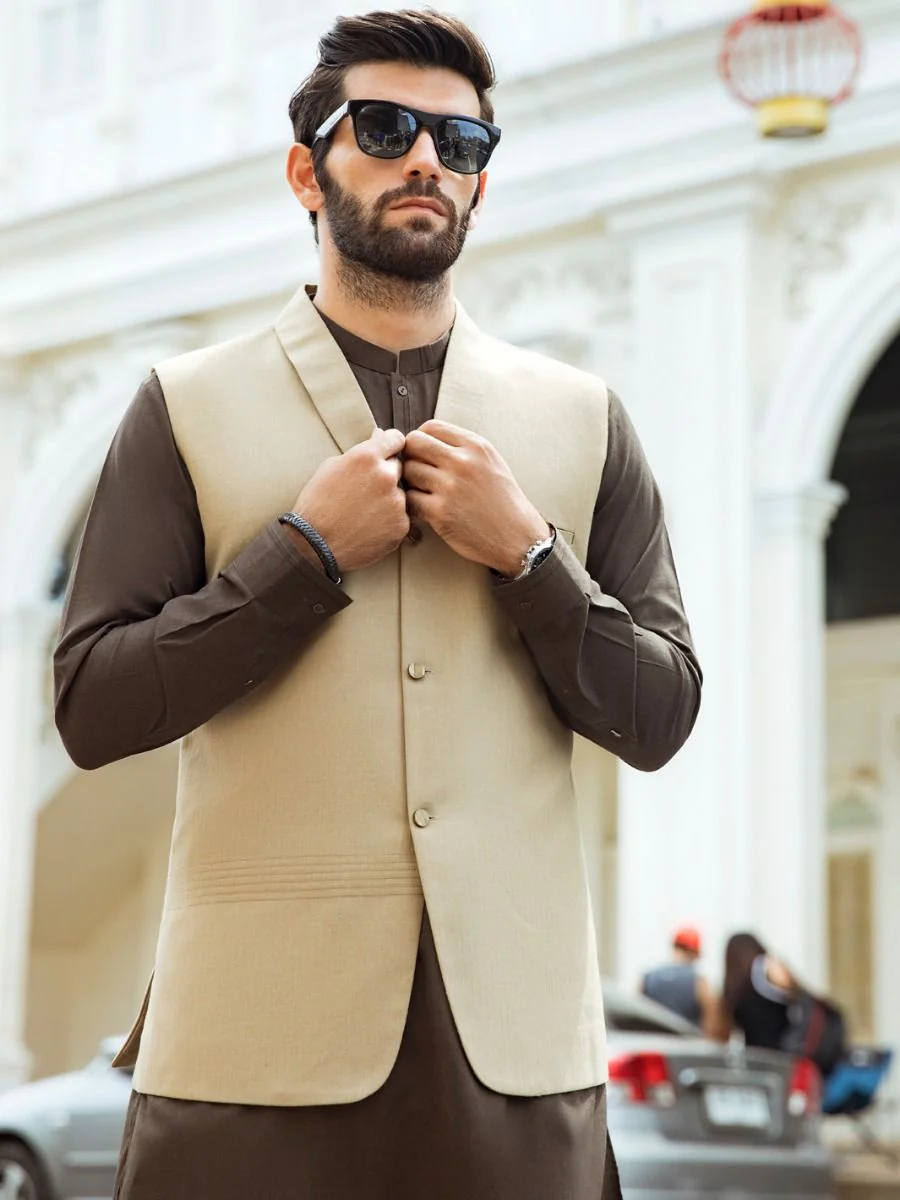 KHAKI TROPICAL WAISTCOAT | AL-WC-US-396/AM-888B - Image 3