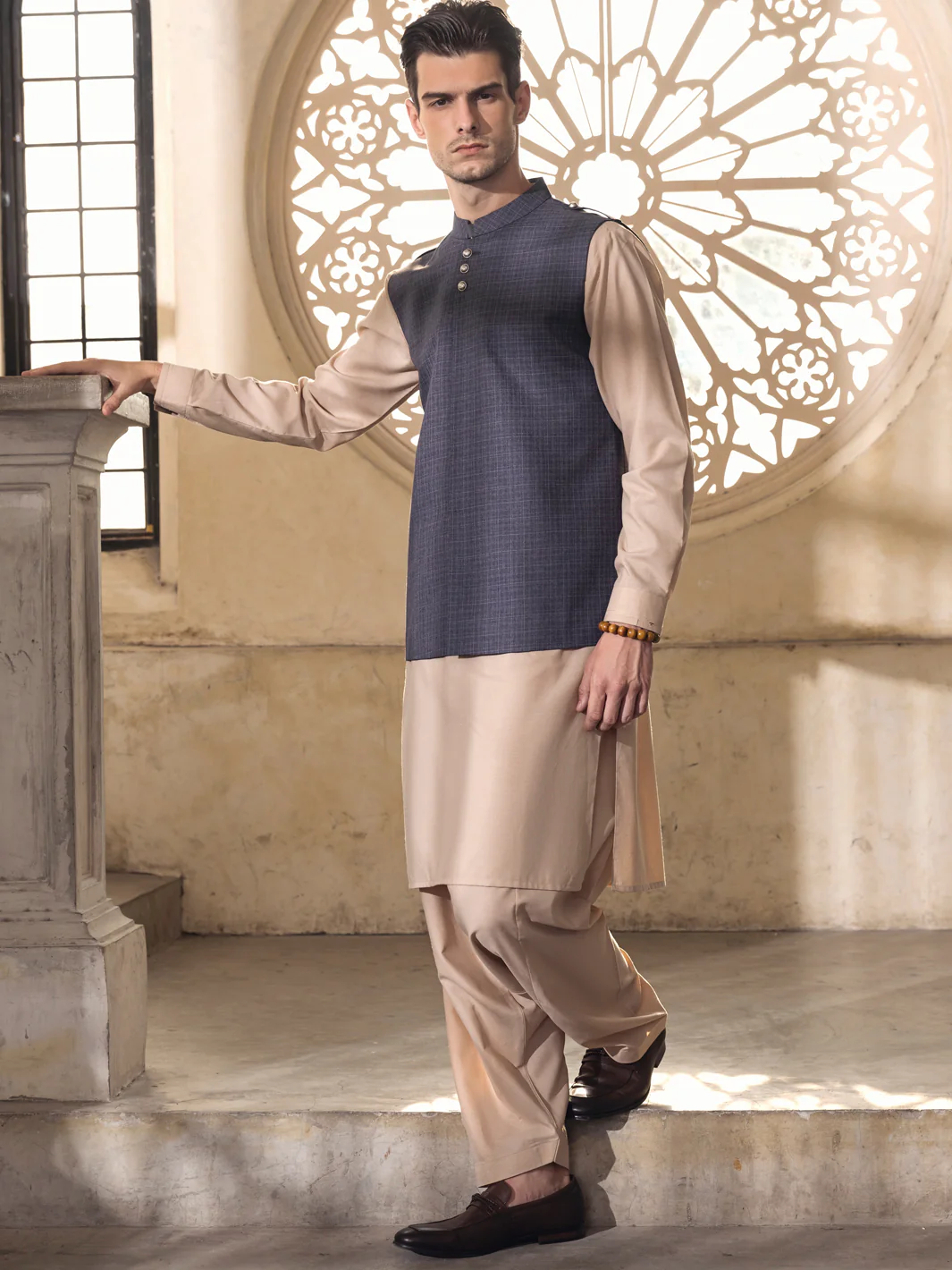 GREY TAFLON RAYON WAISTCOAT | AL-WC-US-400/AM-5037C - Image 2