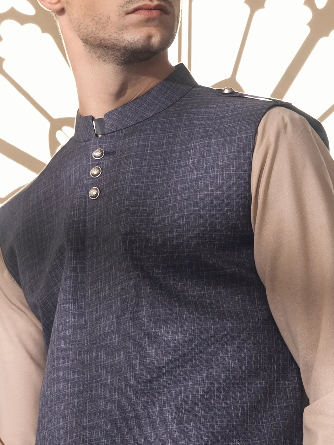 GREY TAFLON RAYON WAISTCOAT | AL-WC-US-400/AM-5037C - Image 3