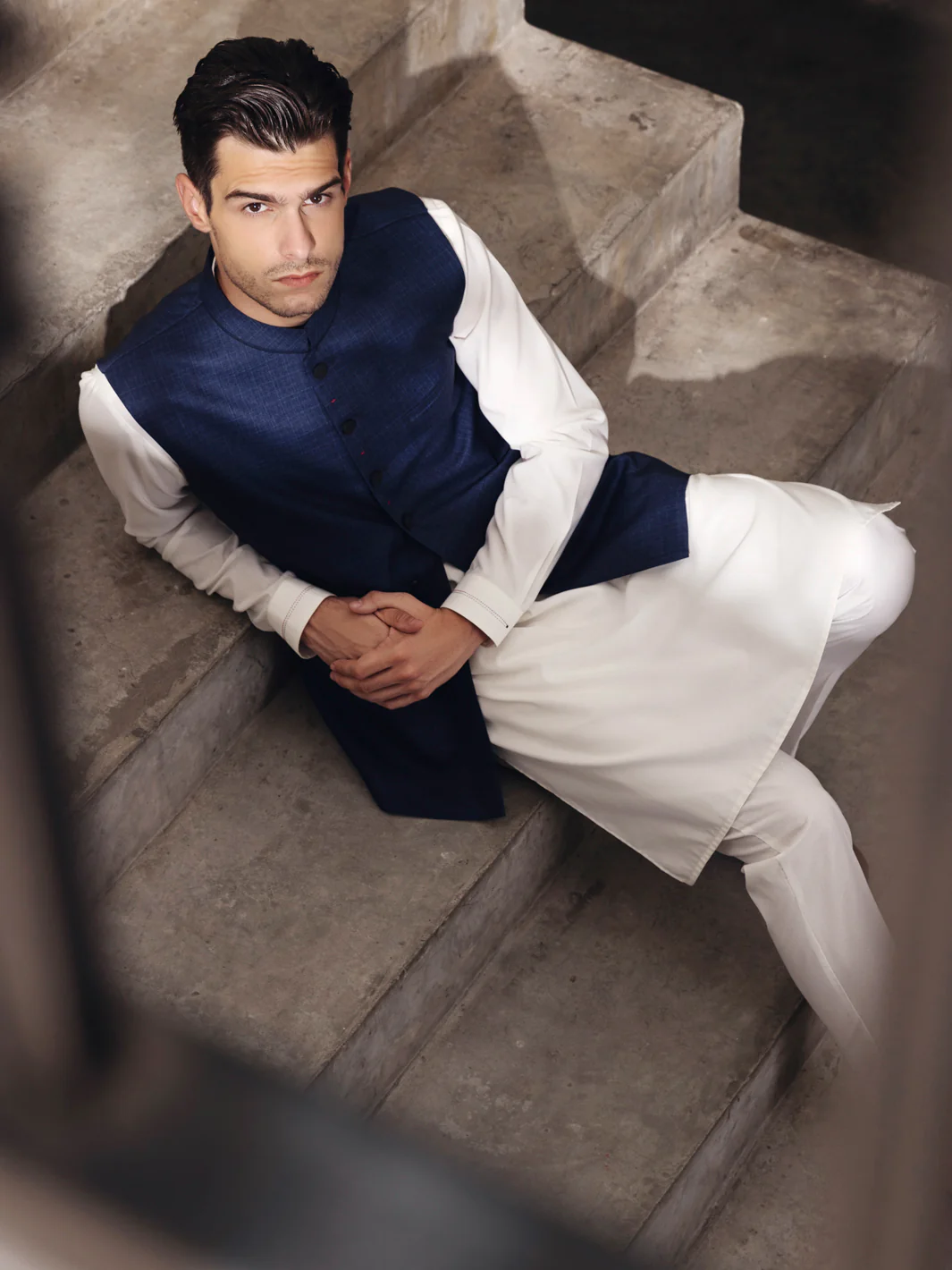 BLUE TAFLON RAYON WAISTCOAT | AL-WC-US-401/AM-5037D - Image 4