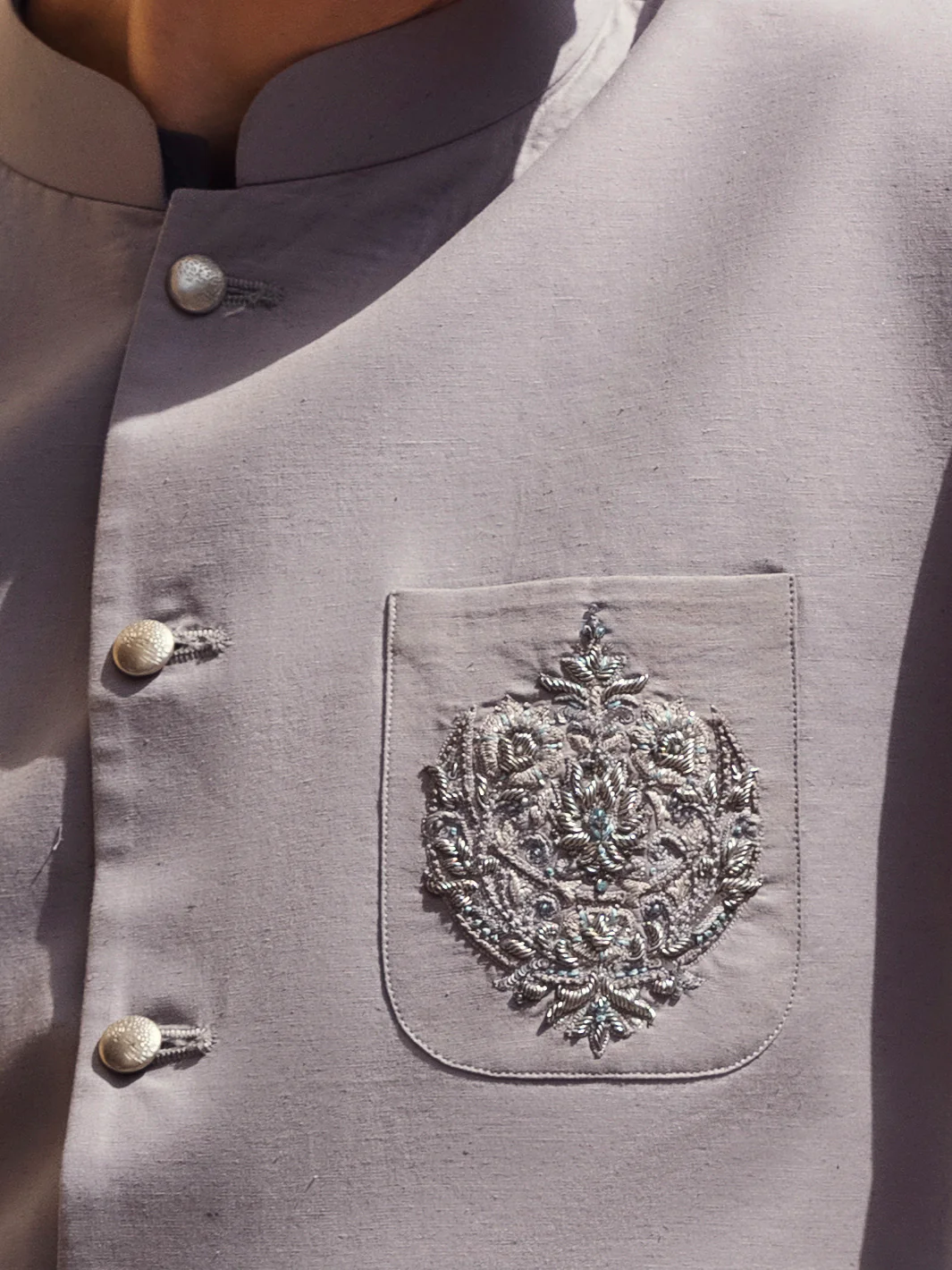 LIGHT GREY BLENDED WAISTCOAT | AL-WC-US-402/AM-890C - Image 2