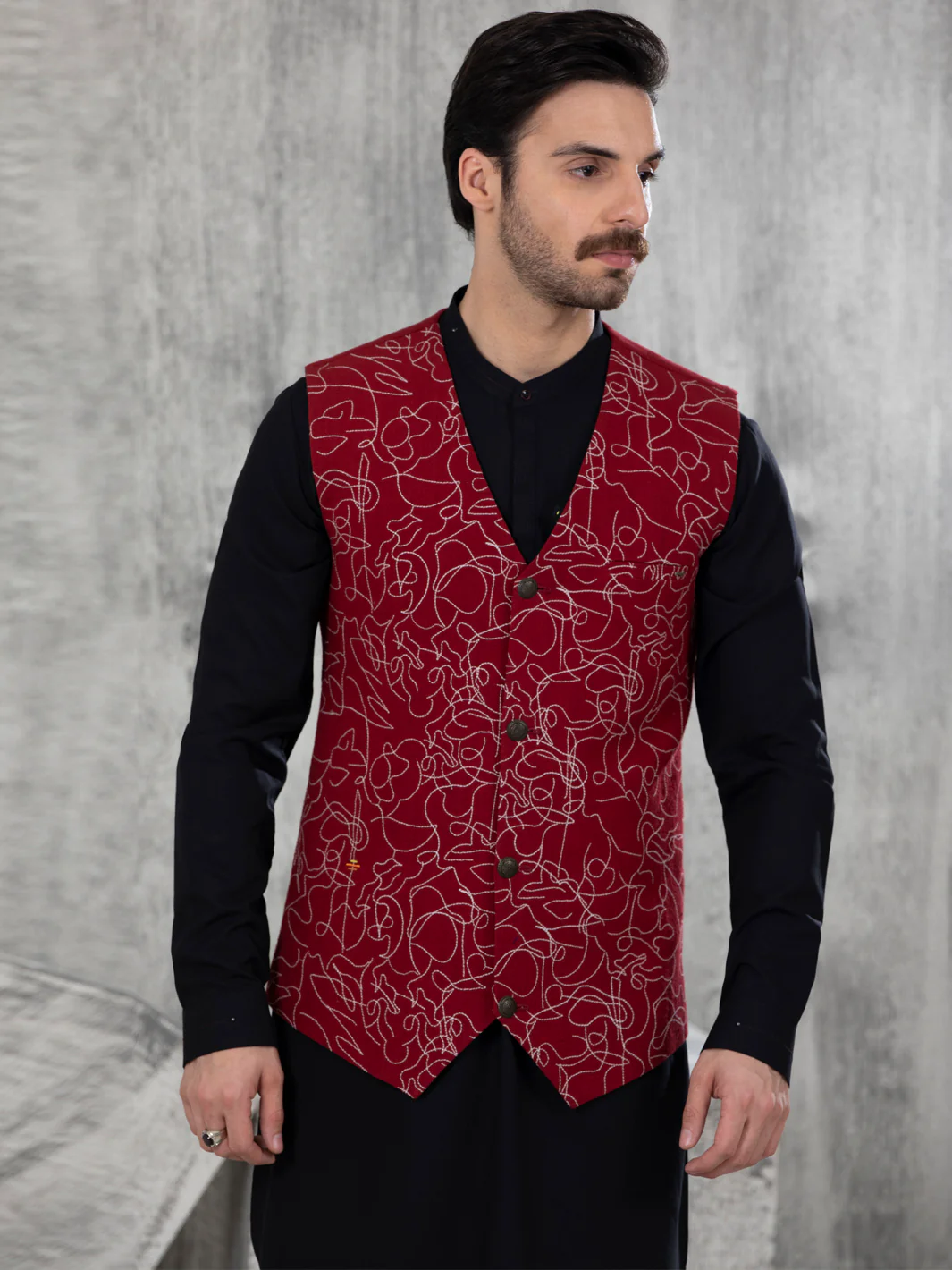 MAROON WAISTCOAT | AL-WC-US-413/AM-2481D - Image 2