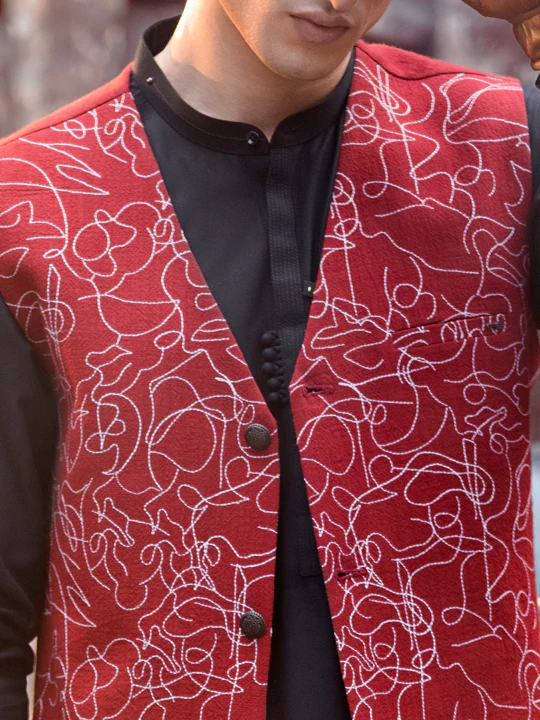 MAROON WAISTCOAT | AL-WC-US-413/AM-2481D - Image 5