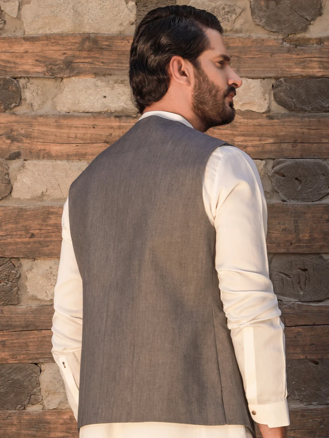 GREY COTTON WAISTCOAT | AL-WC-US-426/AM-6006A - Image 3