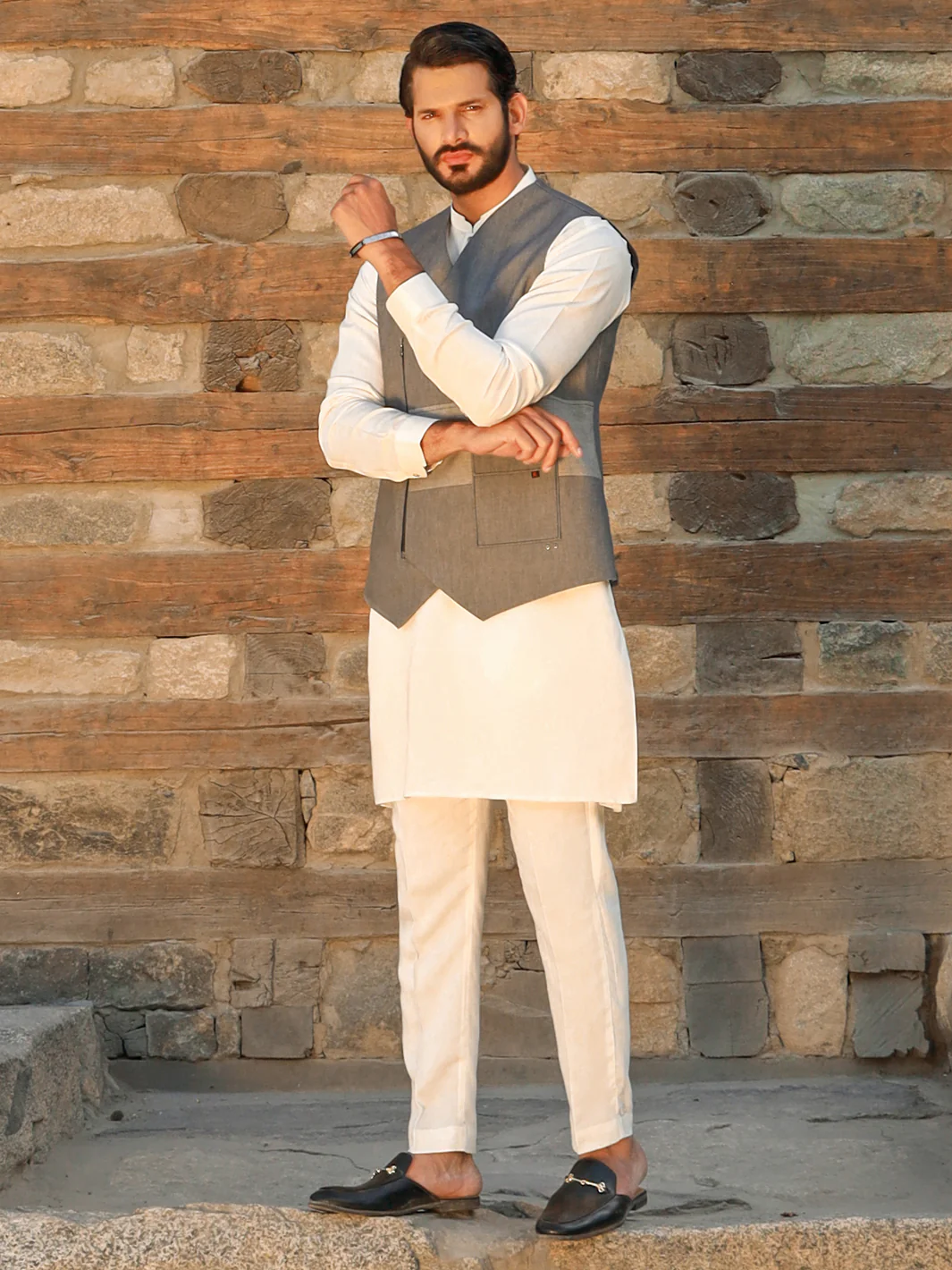 GREY COTTON WAISTCOAT | AL-WC-US-426/AM-6006A - Image 4