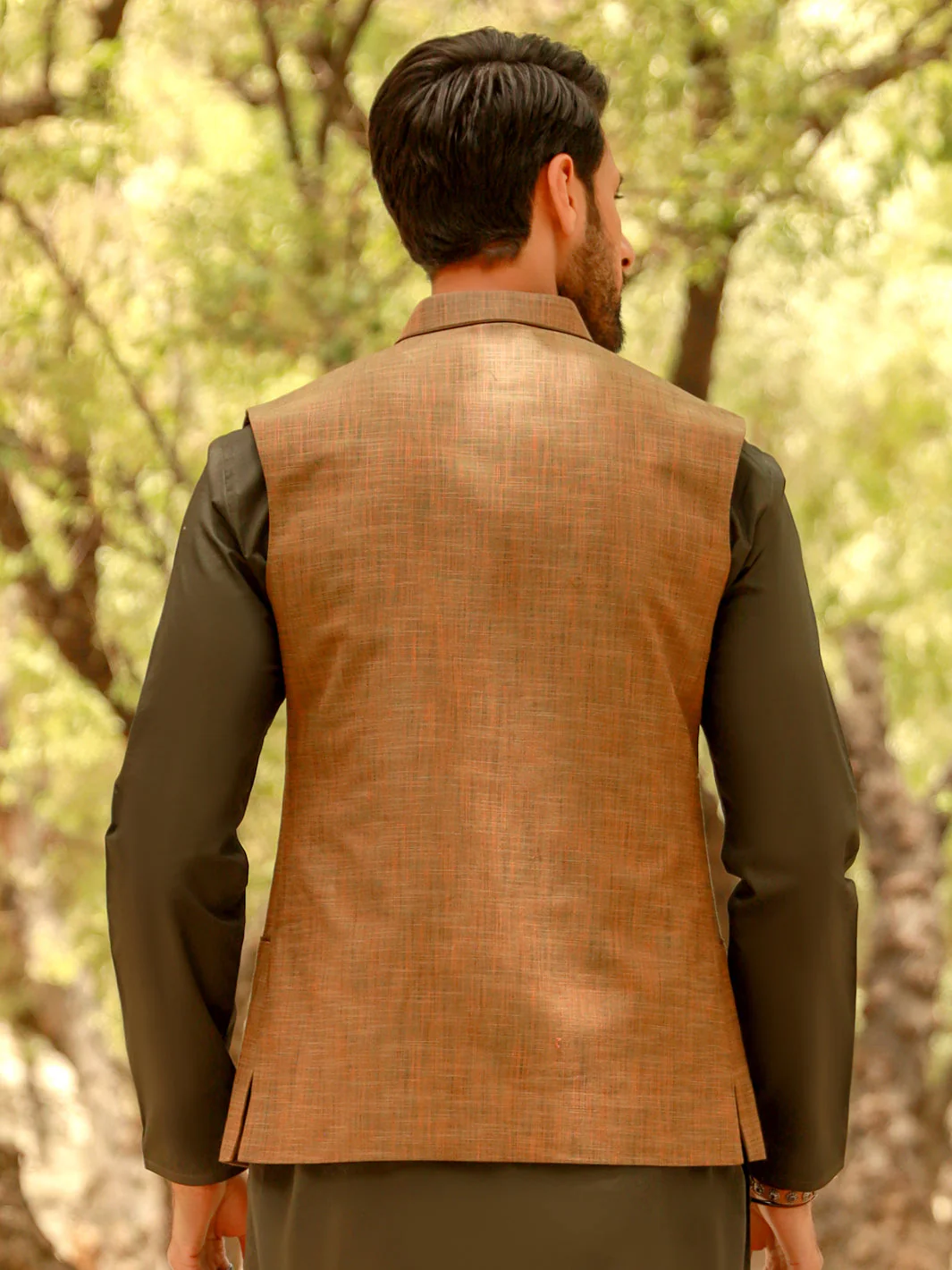 KHAKI COTTON WAISTCOAT | AL-WC-US-428/AM-903A - Image 3