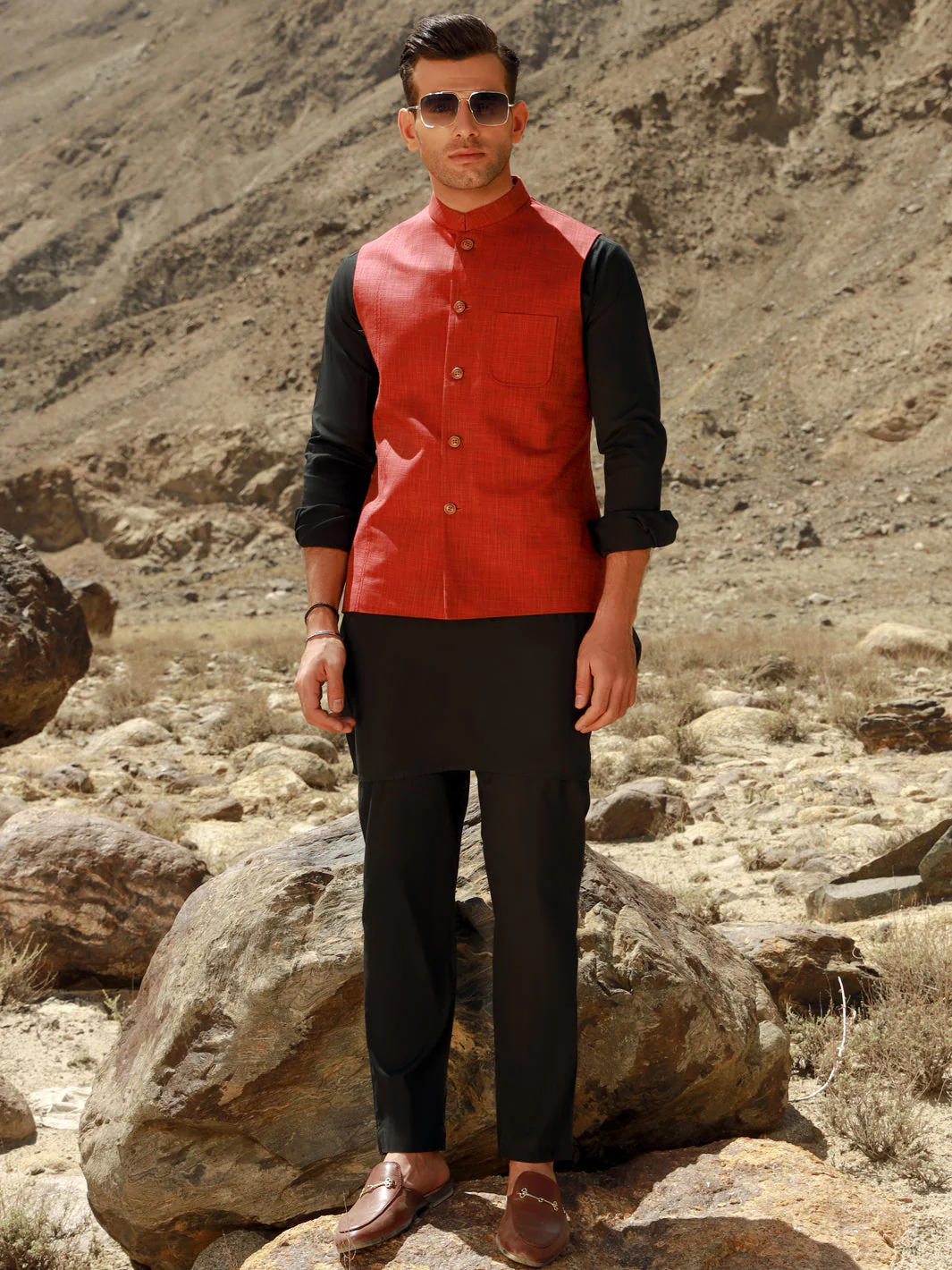 RED COTTON WAISTCOAT | AL-WC-US-429/AM-903B - Image 2