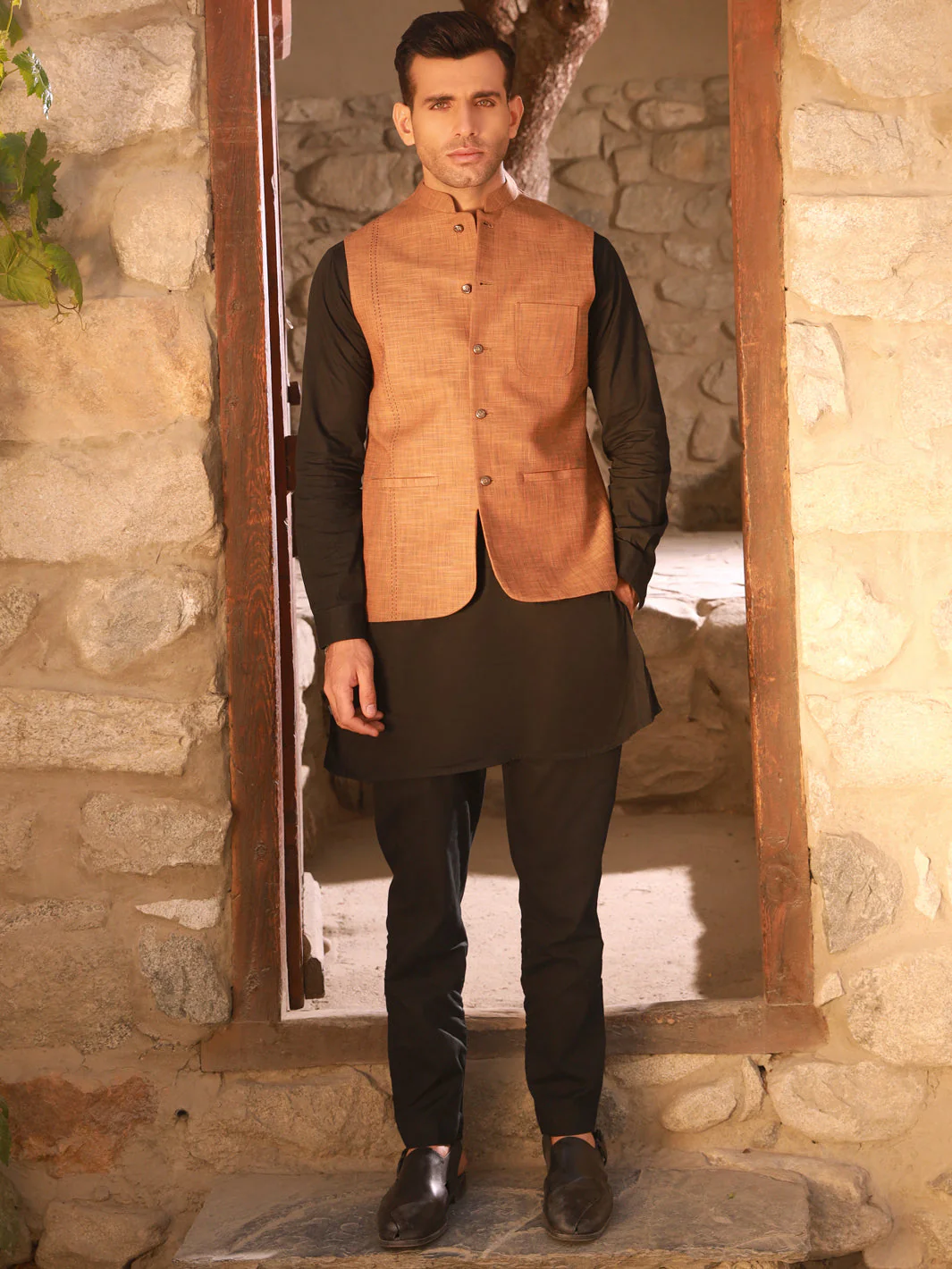 BROWN COTTON WAISTCOAT | AL-WC-US-430/AM-903C - Image 2