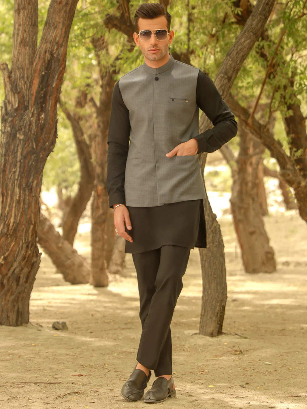 GREY VISCOSE WAISTCOAT | AL-WC-US-431/AM-980D - Image 2