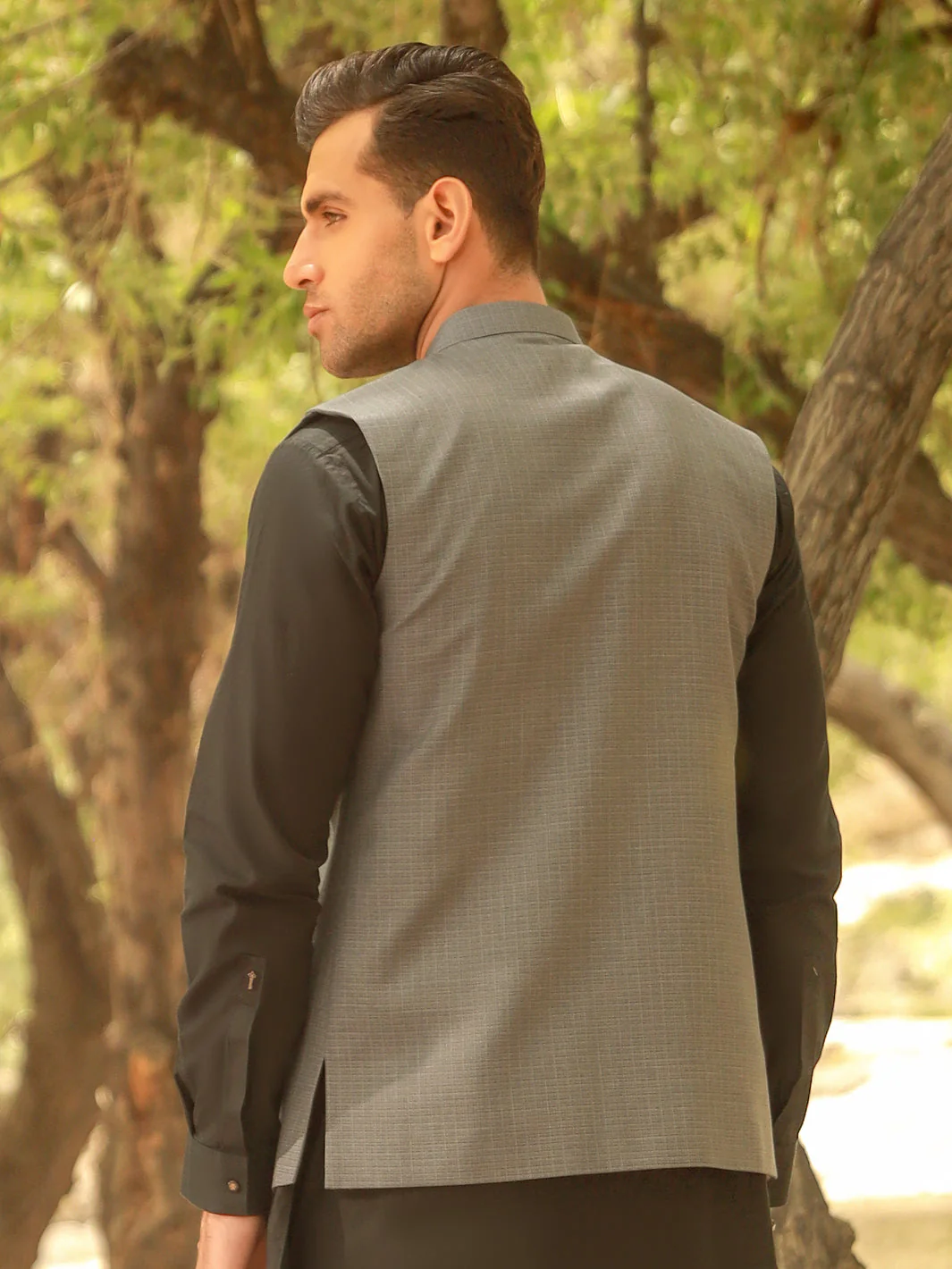 GREY VISCOSE WAISTCOAT | AL-WC-US-431/AM-980D - Image 3