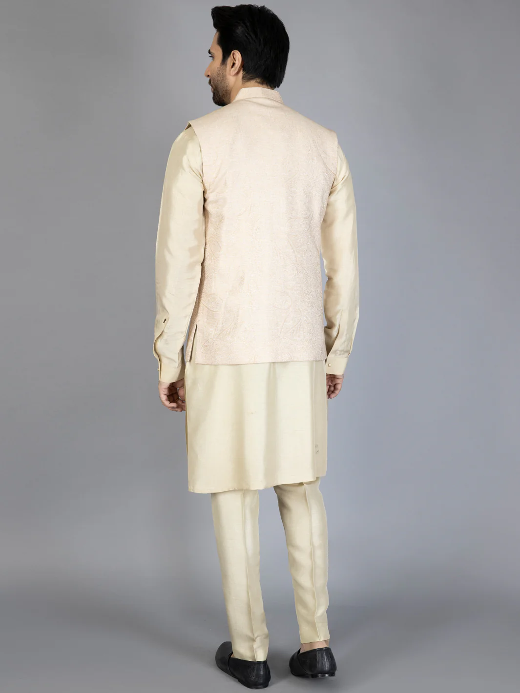 BEIGE VISCOSE WAISTCOAT | AL-WC-US-440/AM-328A - Image 4