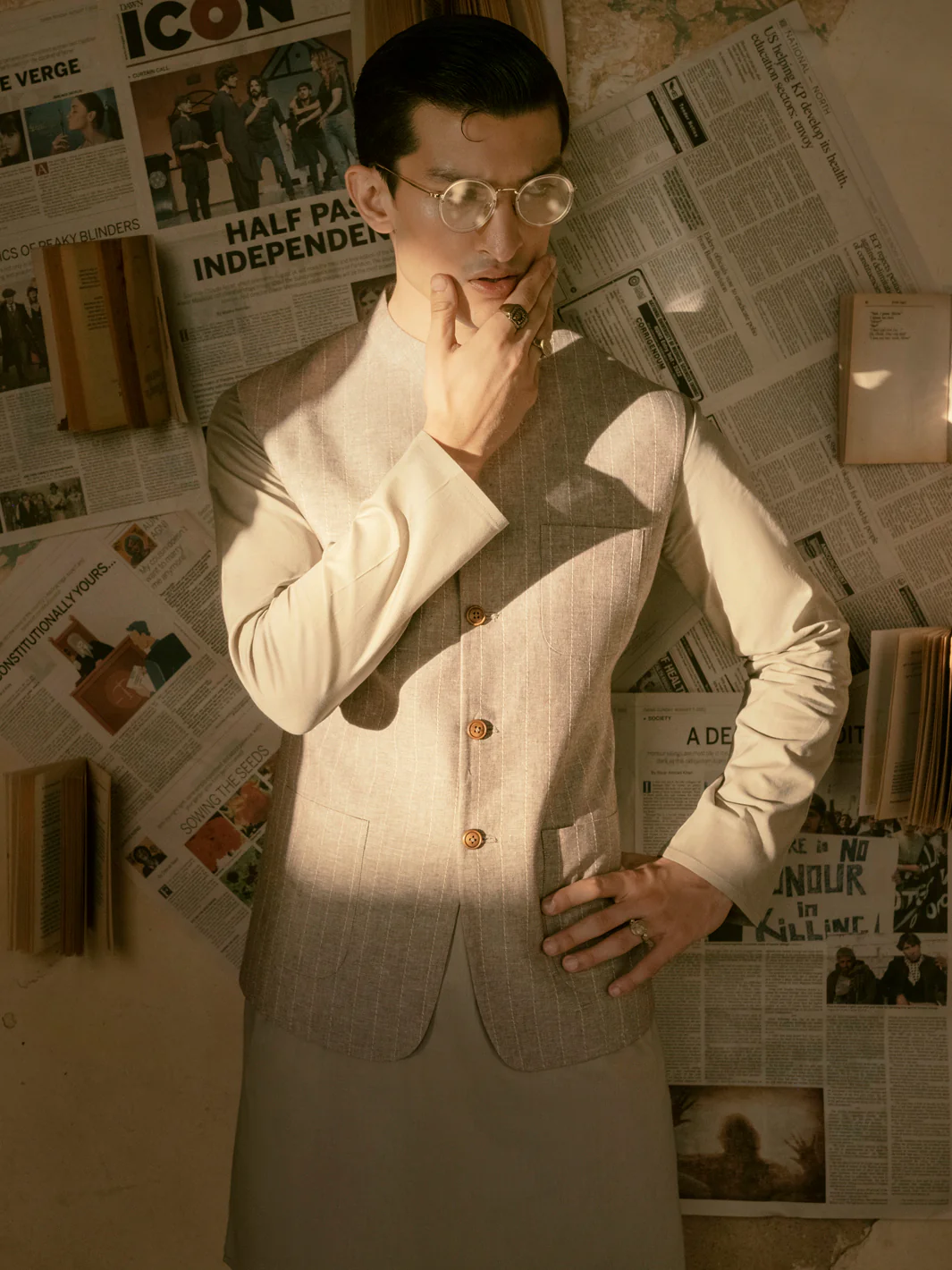 GREY LINEN WAISTCOAT | AL-WC-US-451/AM-8062A - Image 4