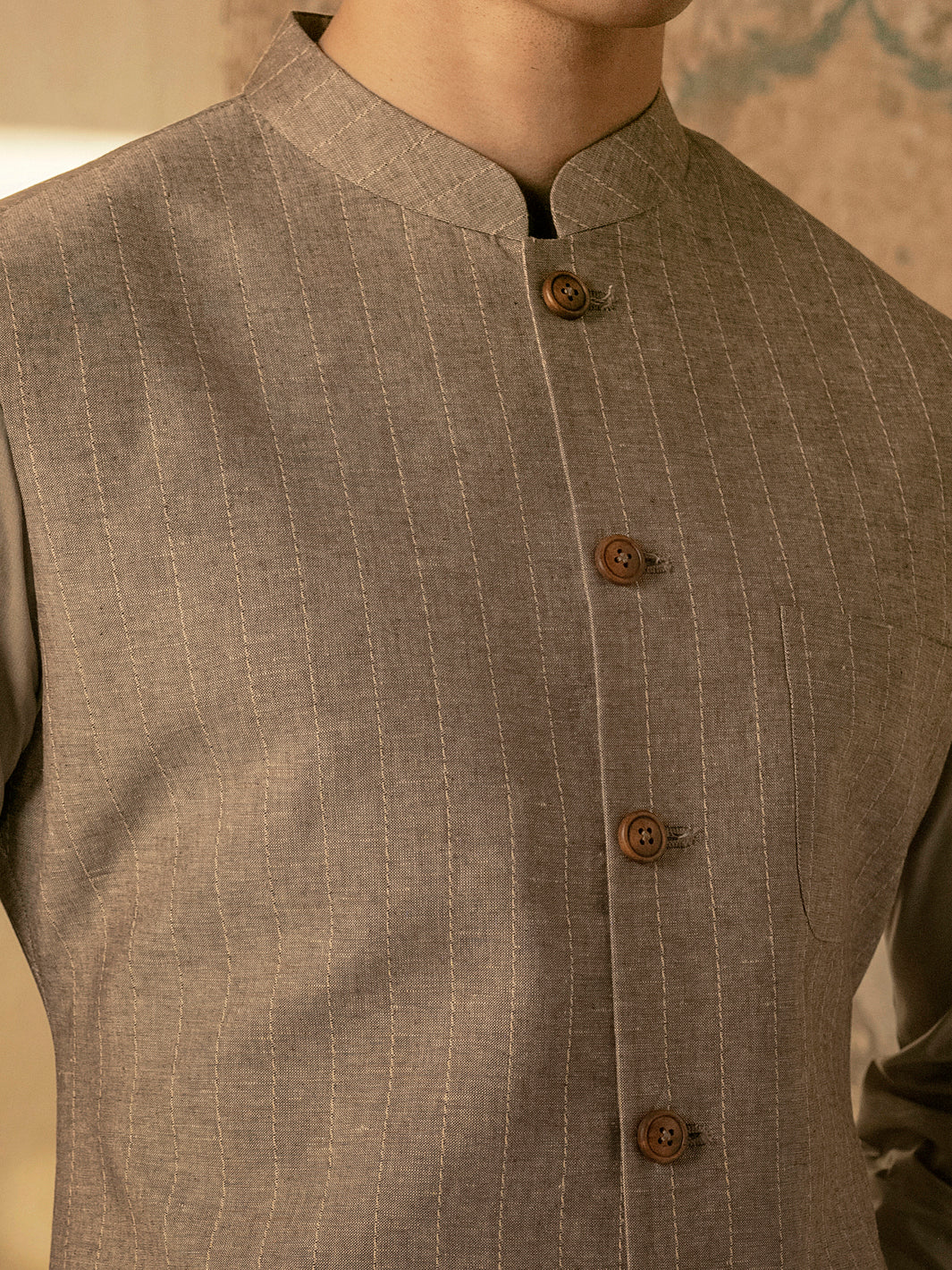 GREY LINEN WAISTCOAT | AL-WC-US-451/AM-8062A - Image 6