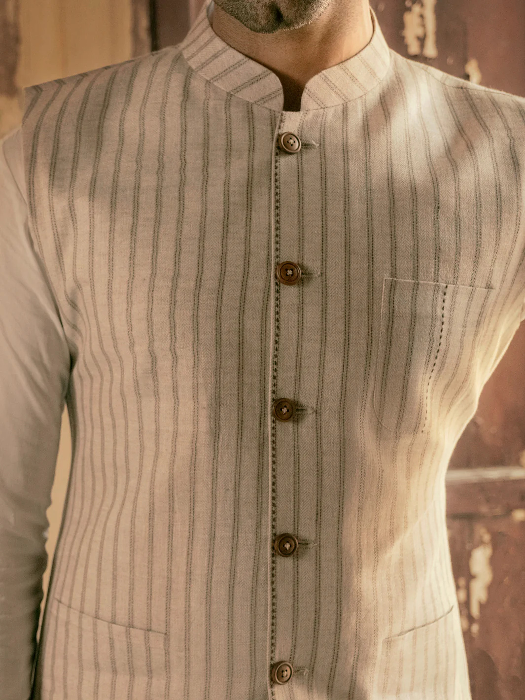 BEIGE LINEN WAISTCOAT | AL-WC-US-452/AM-8061A - Image 2