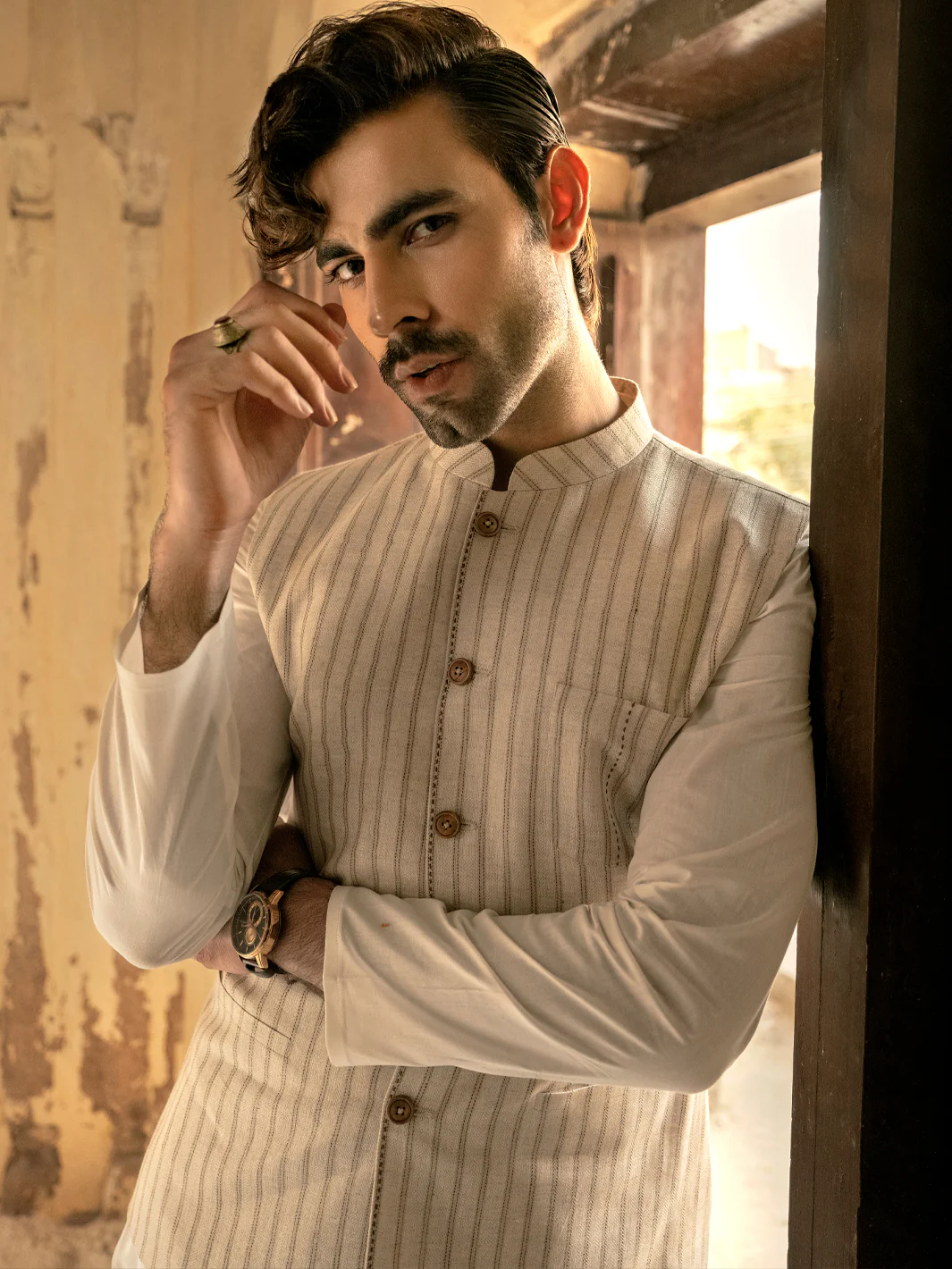 BEIGE LINEN WAISTCOAT | AL-WC-US-452/AM-8061A - Image 6