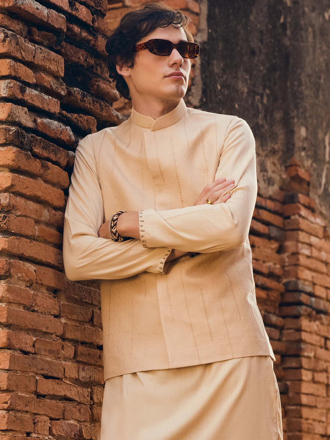 BEIGE COTTON WAISTCOAT | AL-WC-US-459/AM-233C - Image 2