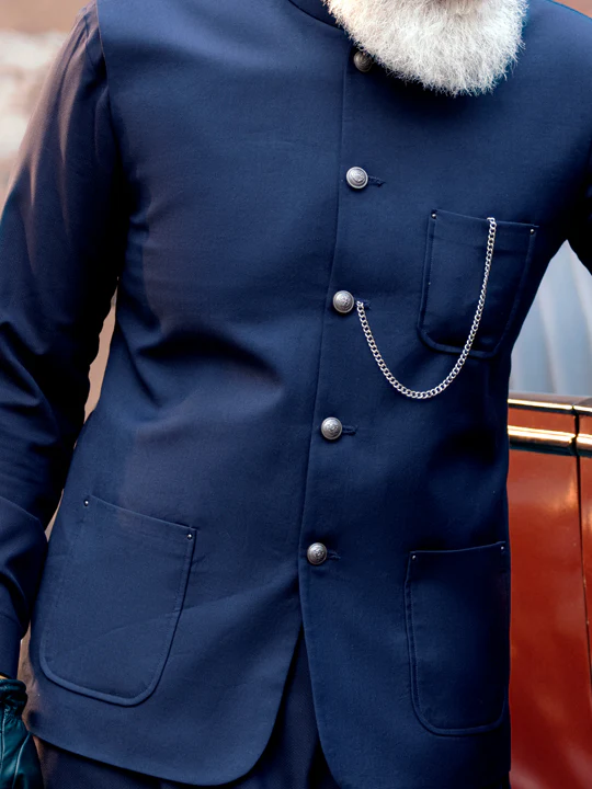 NAVY BLUE TAFLON RAYON WAISTCOAT | AL-WC-US-462/AM-6012F - Image 2