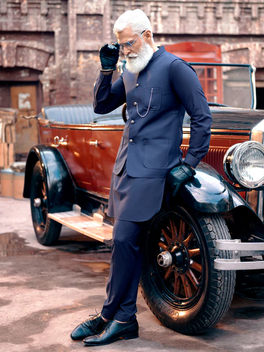 NAVY BLUE TAFLON RAYON WAISTCOAT | AL-WC-US-462/AM-6012F - Image 4
