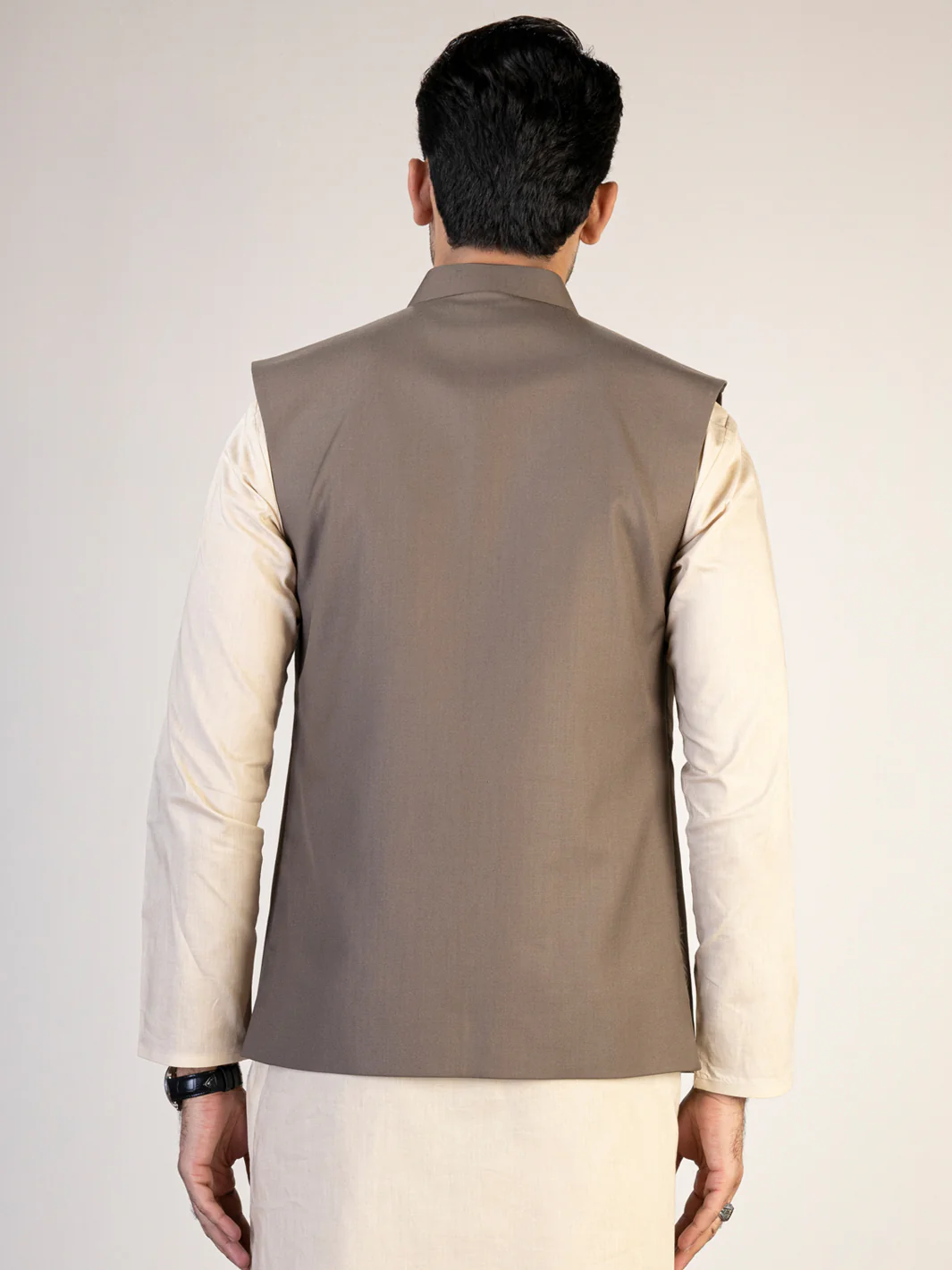 BROWN TAFLON RAYON WAISTCOAT | AL-WC-US-479/AM-6144B - Image 2
