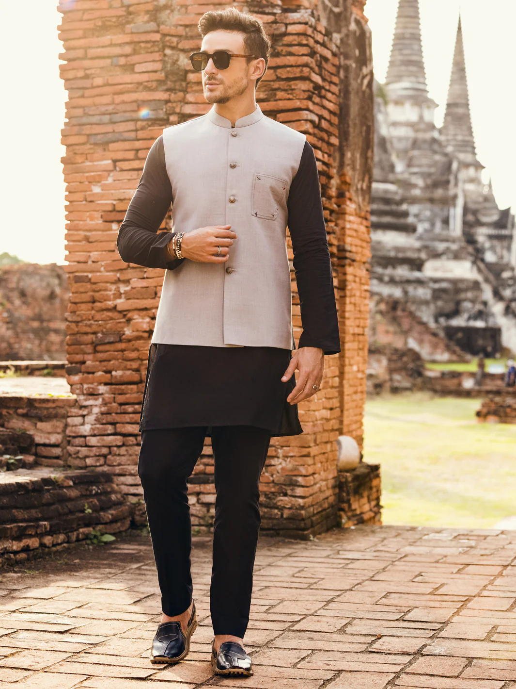 GREY TAFLON RAYON WAISTCOAT | AL-WC-US-480/AM-6144A - Image 3
