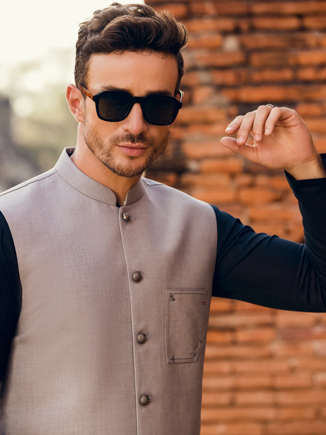 GREY TAFLON RAYON WAISTCOAT | AL-WC-US-480/AM-6144A - Image 4