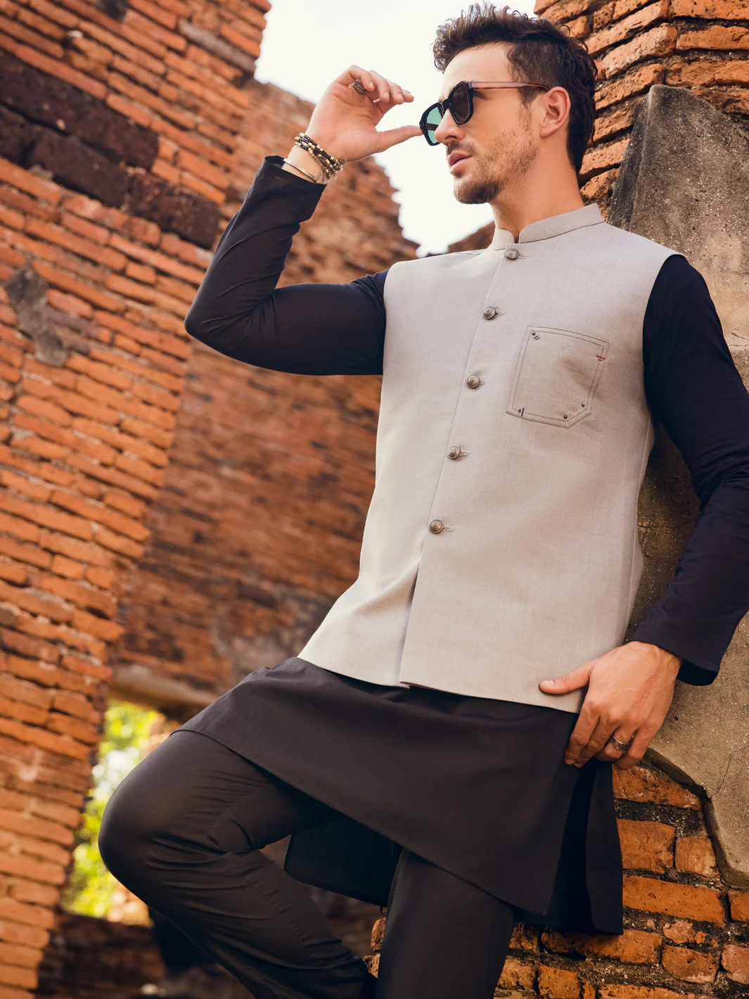 GREY TAFLON RAYON WAISTCOAT | AL-WC-US-480/AM-6144A - Image 5
