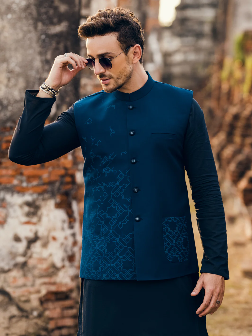 BLUE BLENDED WAISTCOAT | AL-WC-US-486/AM-6144D - Image 2