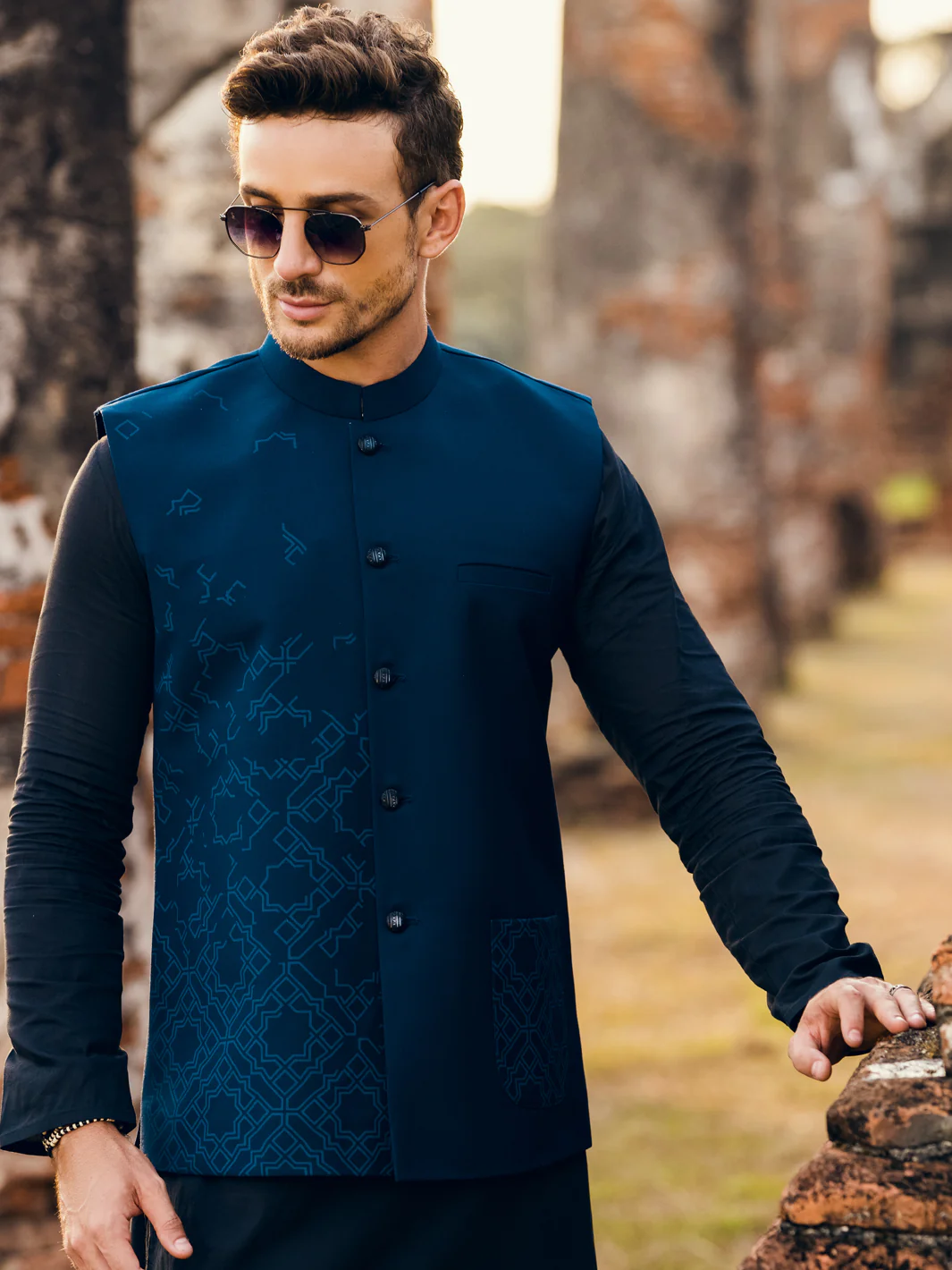 BLUE BLENDED WAISTCOAT | AL-WC-US-486/AM-6144D - Image 3