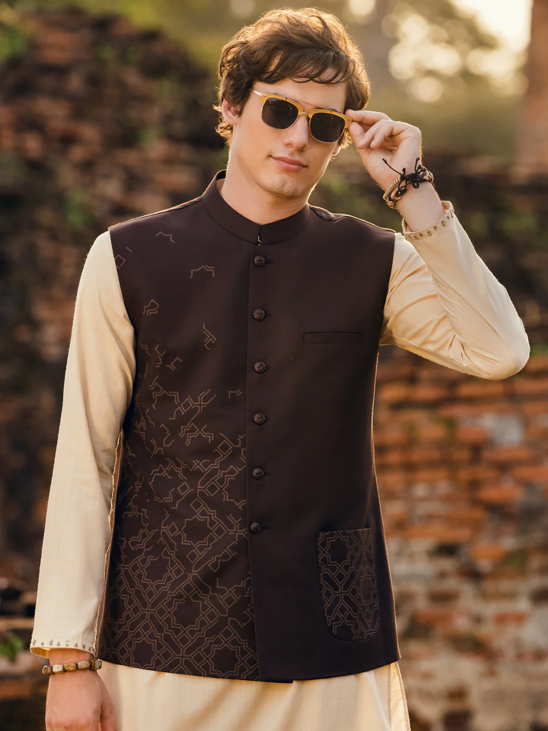 DARK BROWN BLENDED WAISTCOAT | AL-WC-US-487/AM-6144E - Image 2